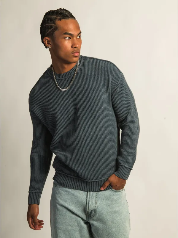 KOLBY RIB KNIT SWEATER - BLUE sold by Kolby
