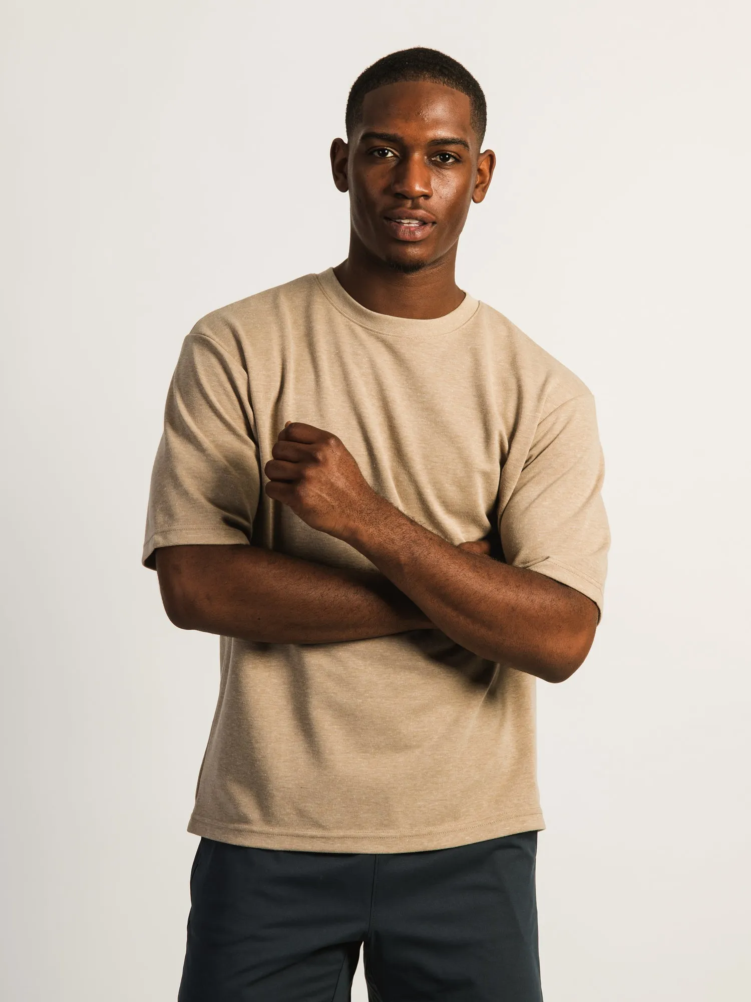 KOLBY KEEP COOL BOXY FIT TEE - HEATHER BROWN sold by Kolby