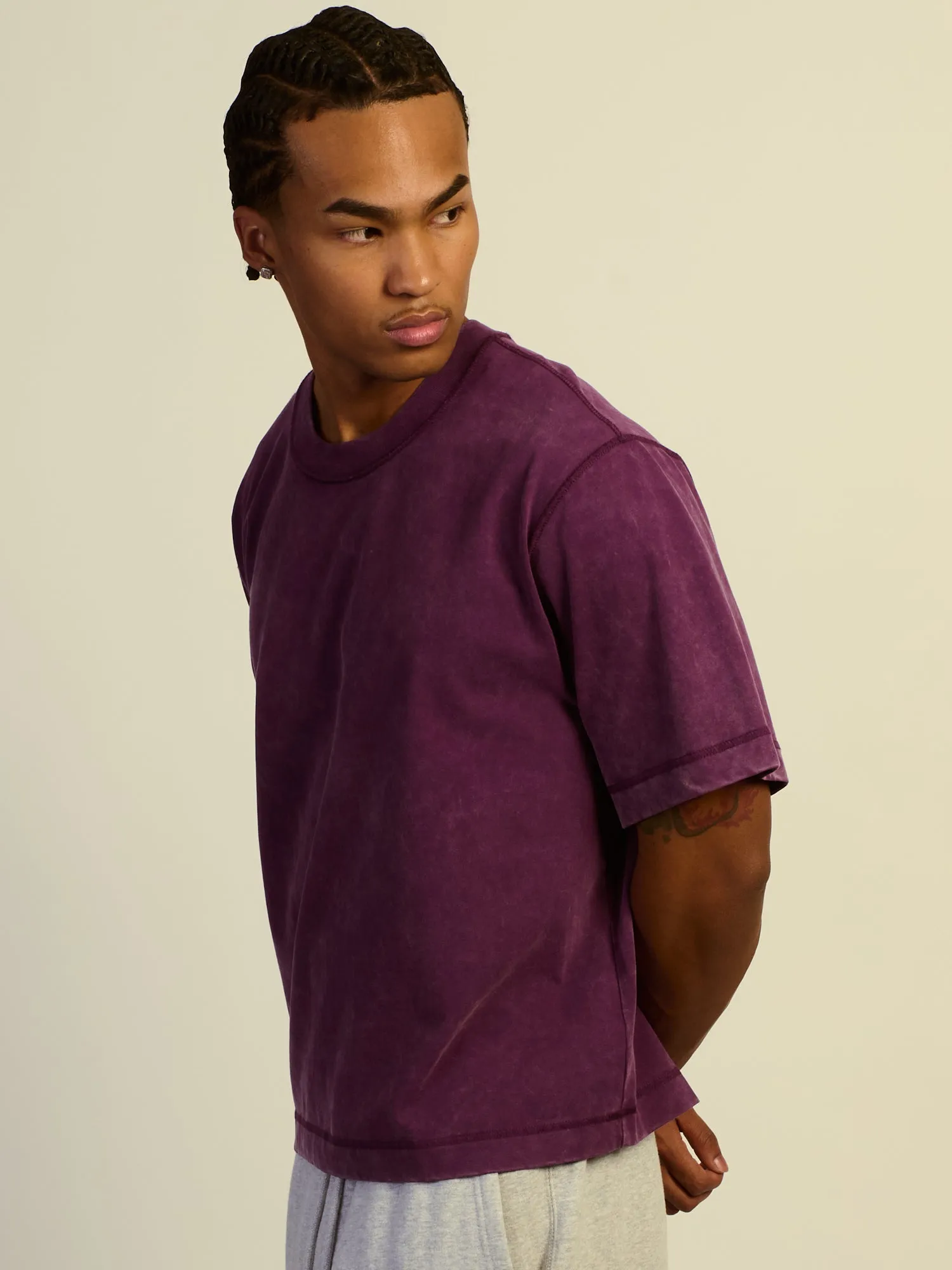 KOLBY SHORT CUT HEAVYWEIGHT TEE - PURPLE sold by Kolby product image thumbnail 3