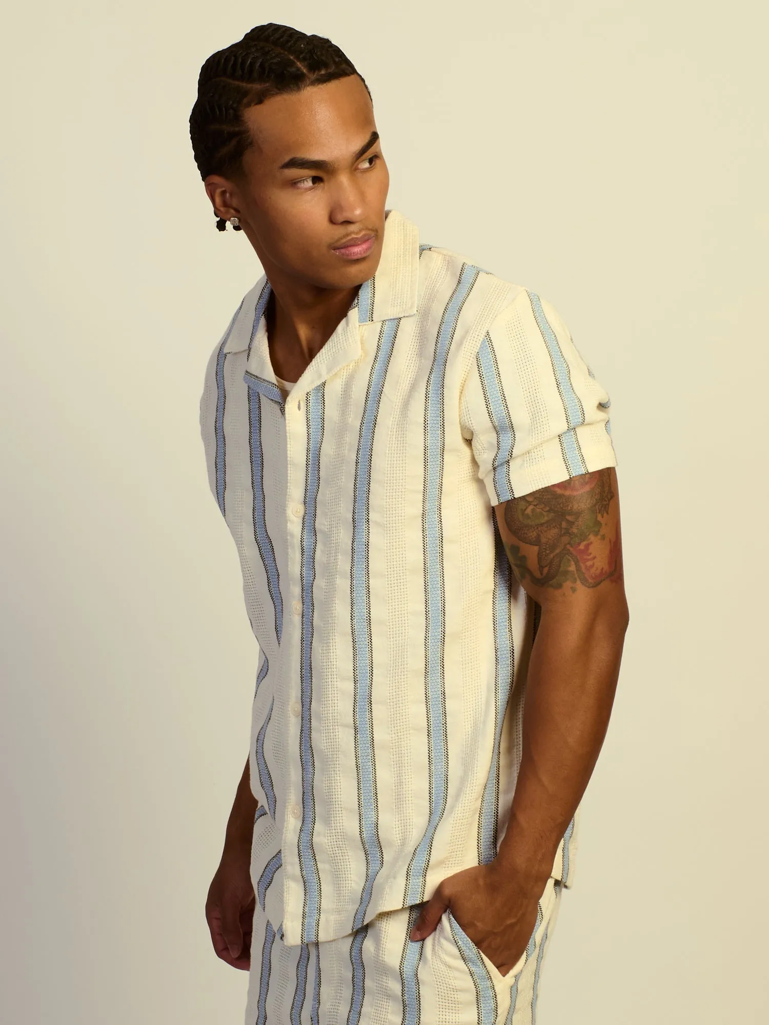 KOLBY RELAXED FIT STRIPE SHIRT - BLUE sold by Kolby product image thumbnail 3