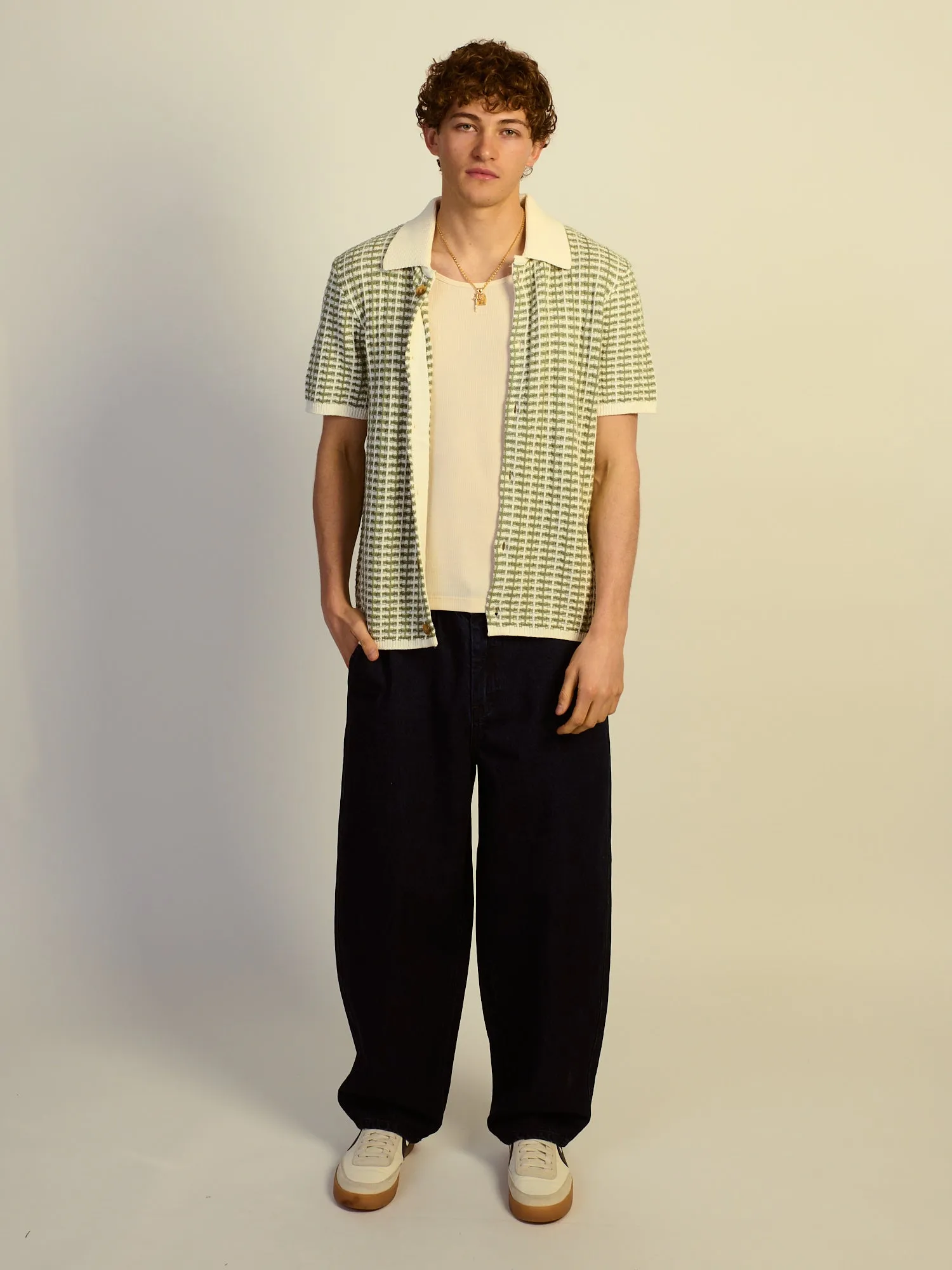 KOLBY RELAXED FIT KNIT BUTTON UP - GREEN sold by Kolby product image thumbnail 2