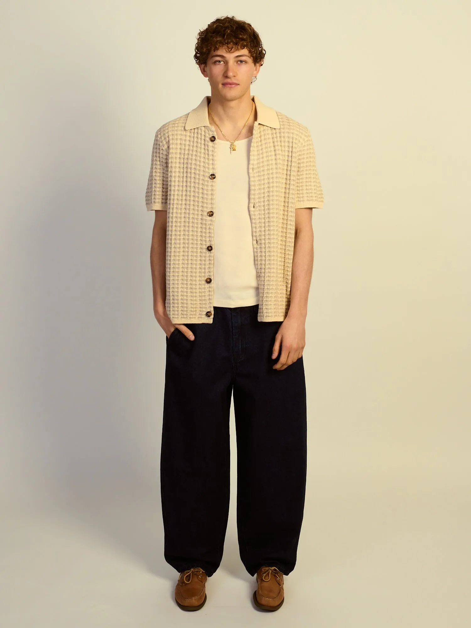 KOLBY RELAXED FIT KNIT BUTTON UP - IRON sold by Kolby product image thumbnail 2