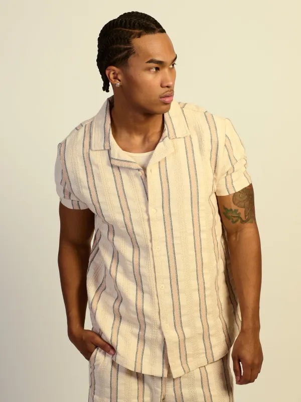 KOLBY RELAXED FIT STRIPE SHIRT - NATURAL sold by Kolby