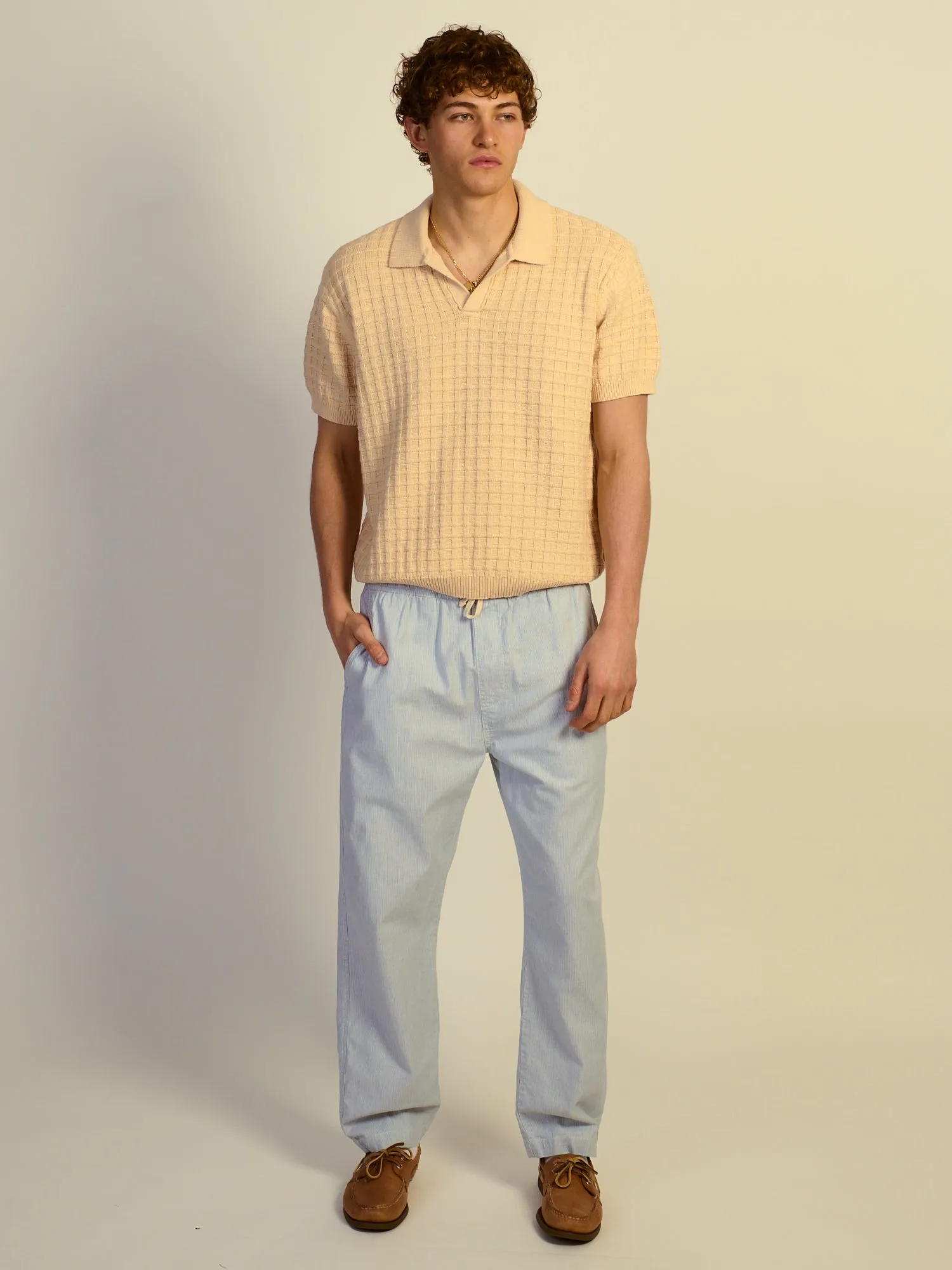 KOLBY RELAXED FIT KNIT POLO - NATURAL sold by Kolby product image thumbnail 2