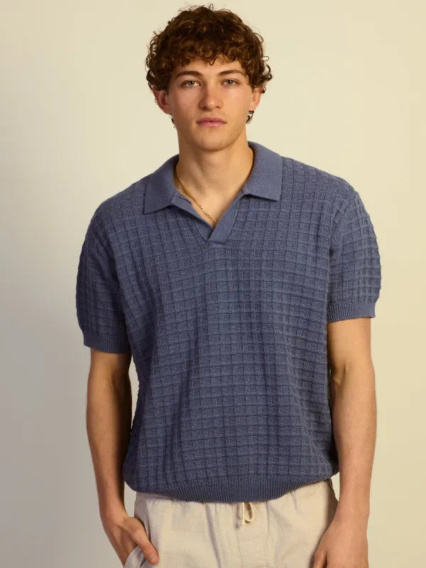 KOLBY RELAXED FIT KNIT POLO - BLUE sold by Kolby