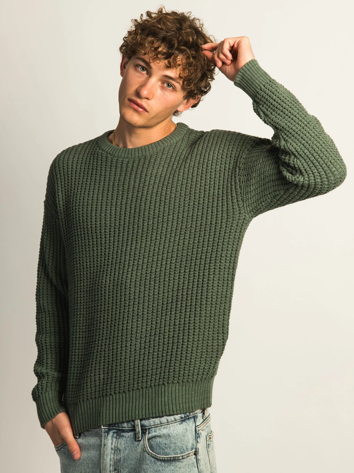 KOLBY FISHERMANS RIB SWEATER - OLIVE sold by Kolby product image thumbnail 3