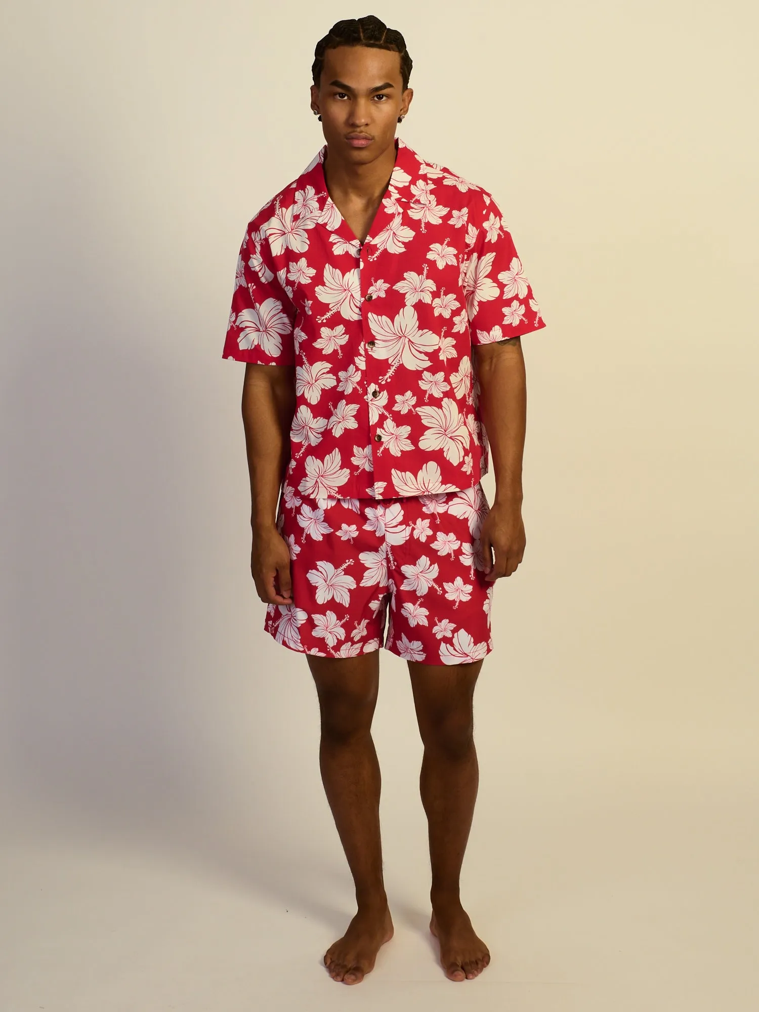 KOLBY SWIM HIBISCUS WOVEN SHIRT - RED sold by Kolby product image thumbnail 3