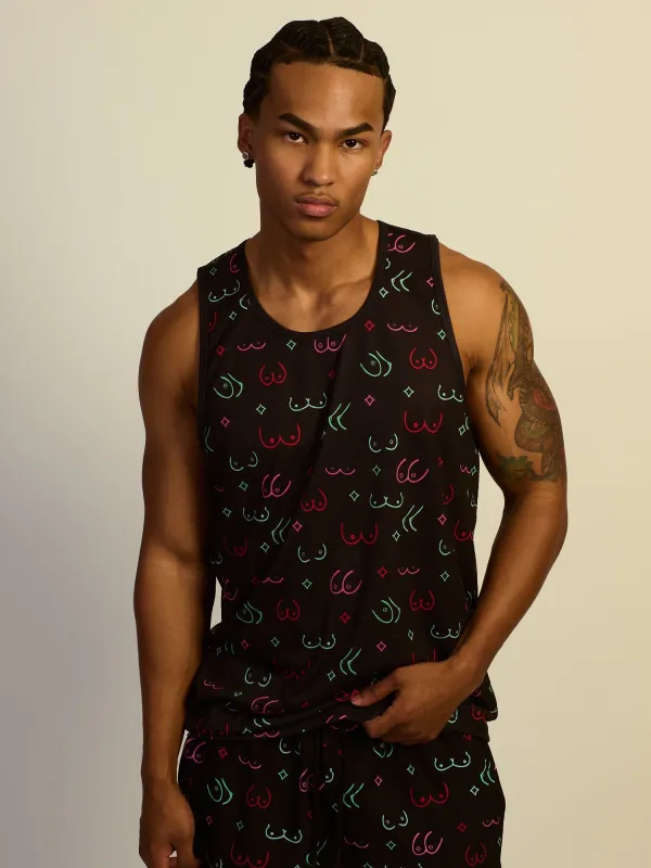 KOLBY SWIM BOOBIES TANK TOP - BLACK sold by Kolby