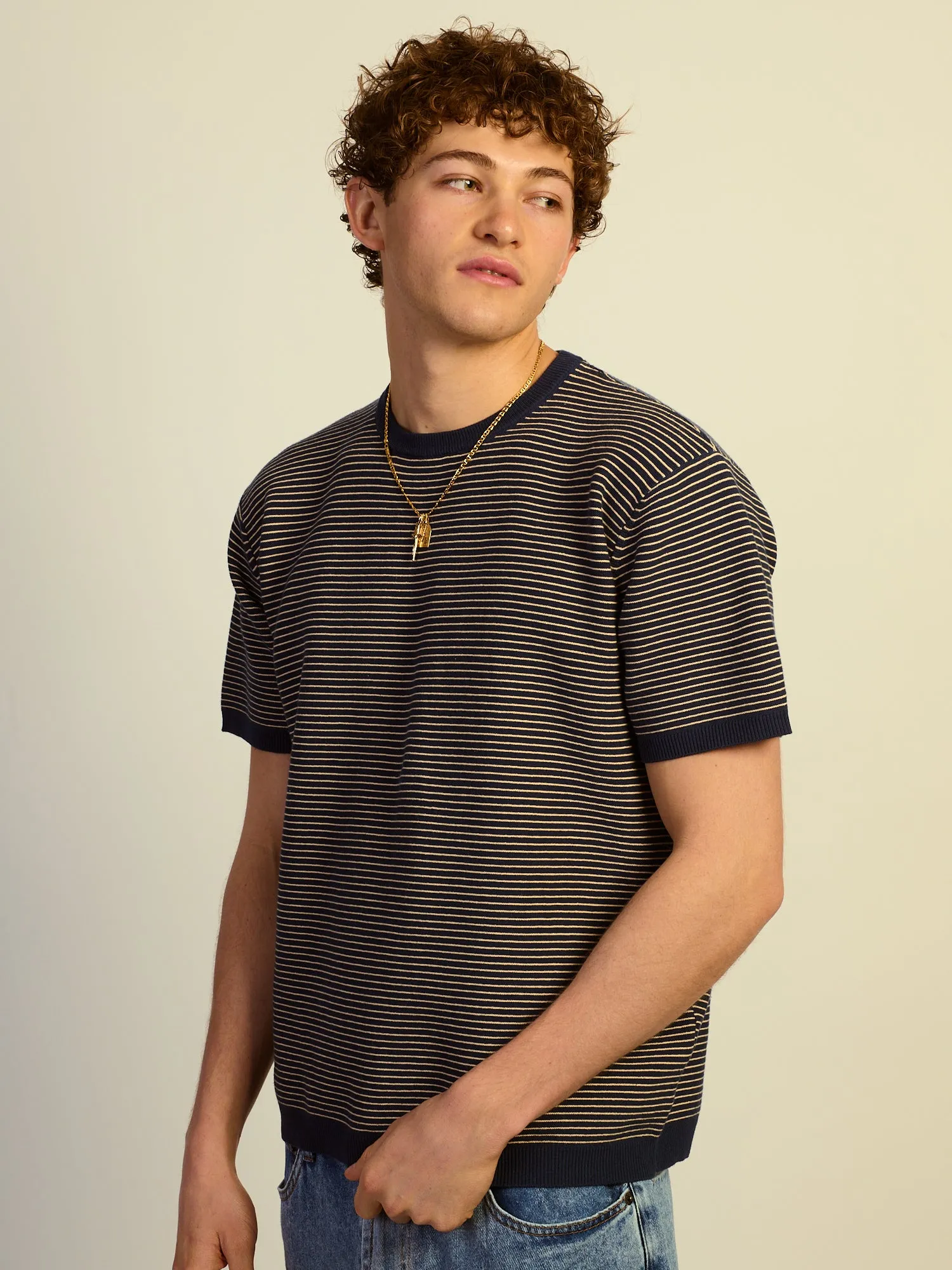 KOLBY RELAXED FIT KNIT TEE - CHARCOAL NAVY sold by Kolby product image thumbnail 3