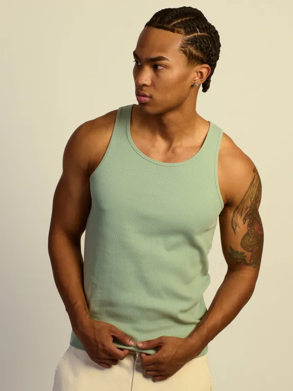 KOLBY RIBBED TANK - DUSTY GREEN sold by Kolby