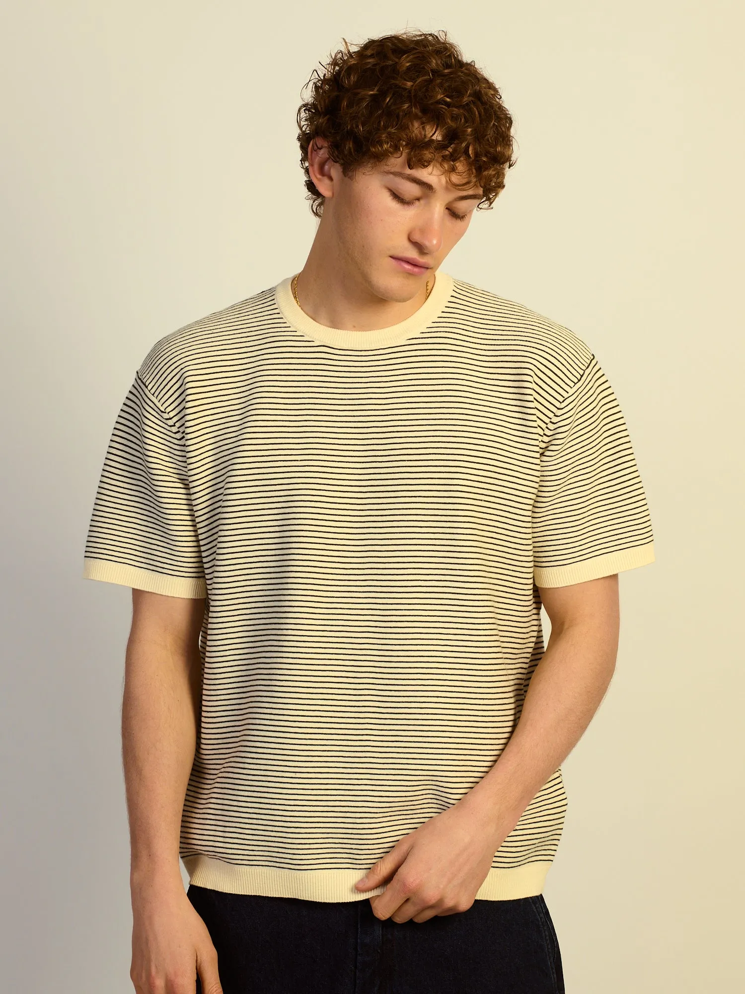 KOLBY RELAXED FIT KNIT TEE - NATURAL sold by Kolby