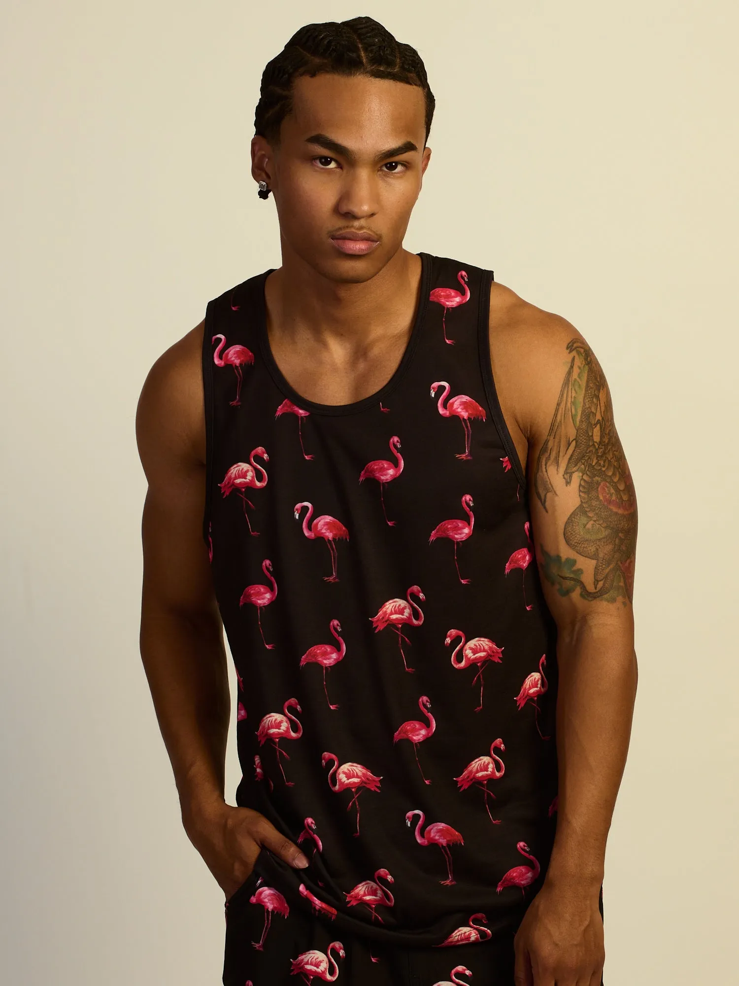 KOLBY SWIM FLAMINGO TANK TOP - BLACK sold by Kolby product image thumbnail 2