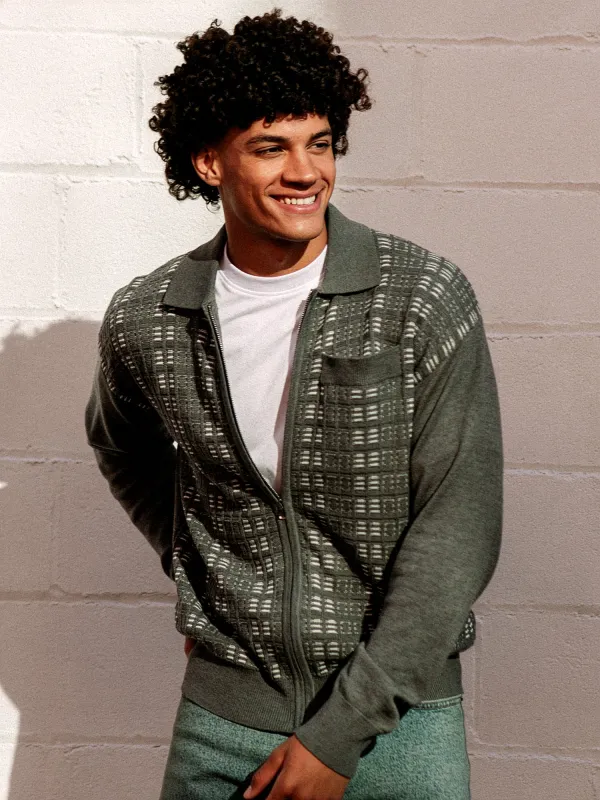 KOLBY COLLARED ZIP UP - CHARCOAL sold by Kolby