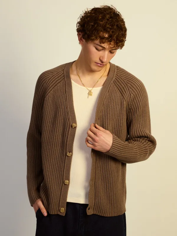 KOLBY RIBBED CARDIGAN - IRON made by Kolby