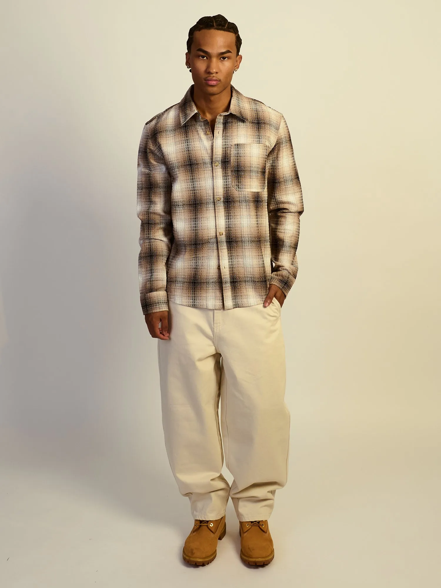 KOLBY BOXY PLAID SHIRT - NATURAL sold by Kolby product image thumbnail 2