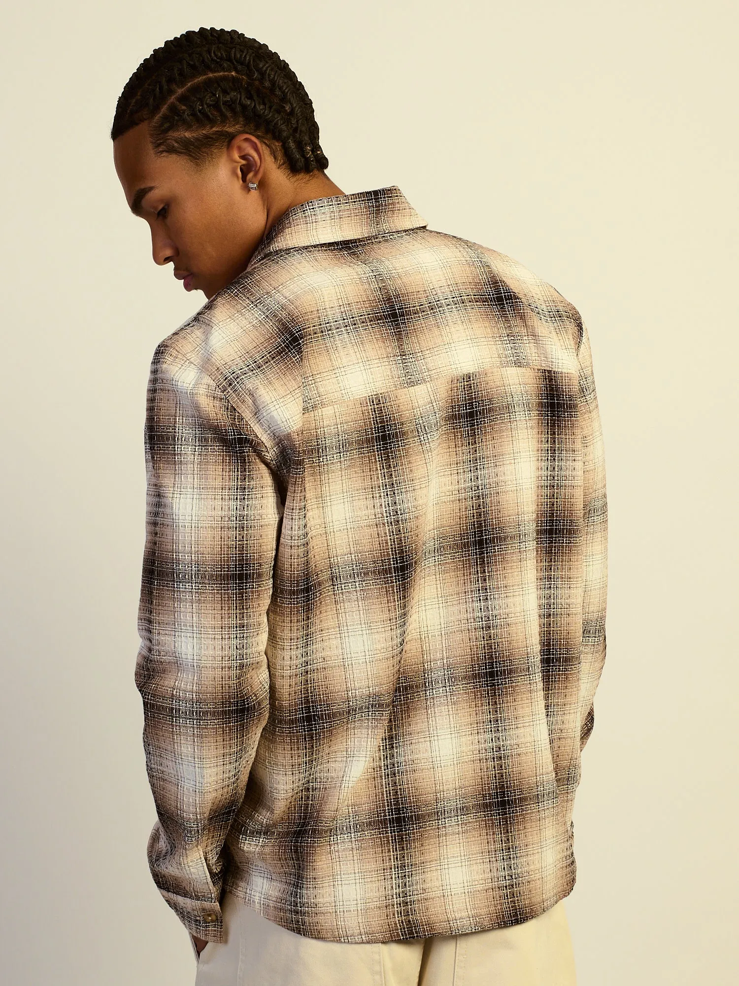 KOLBY BOXY PLAID SHIRT - NATURAL sold by Kolby product image thumbnail 4