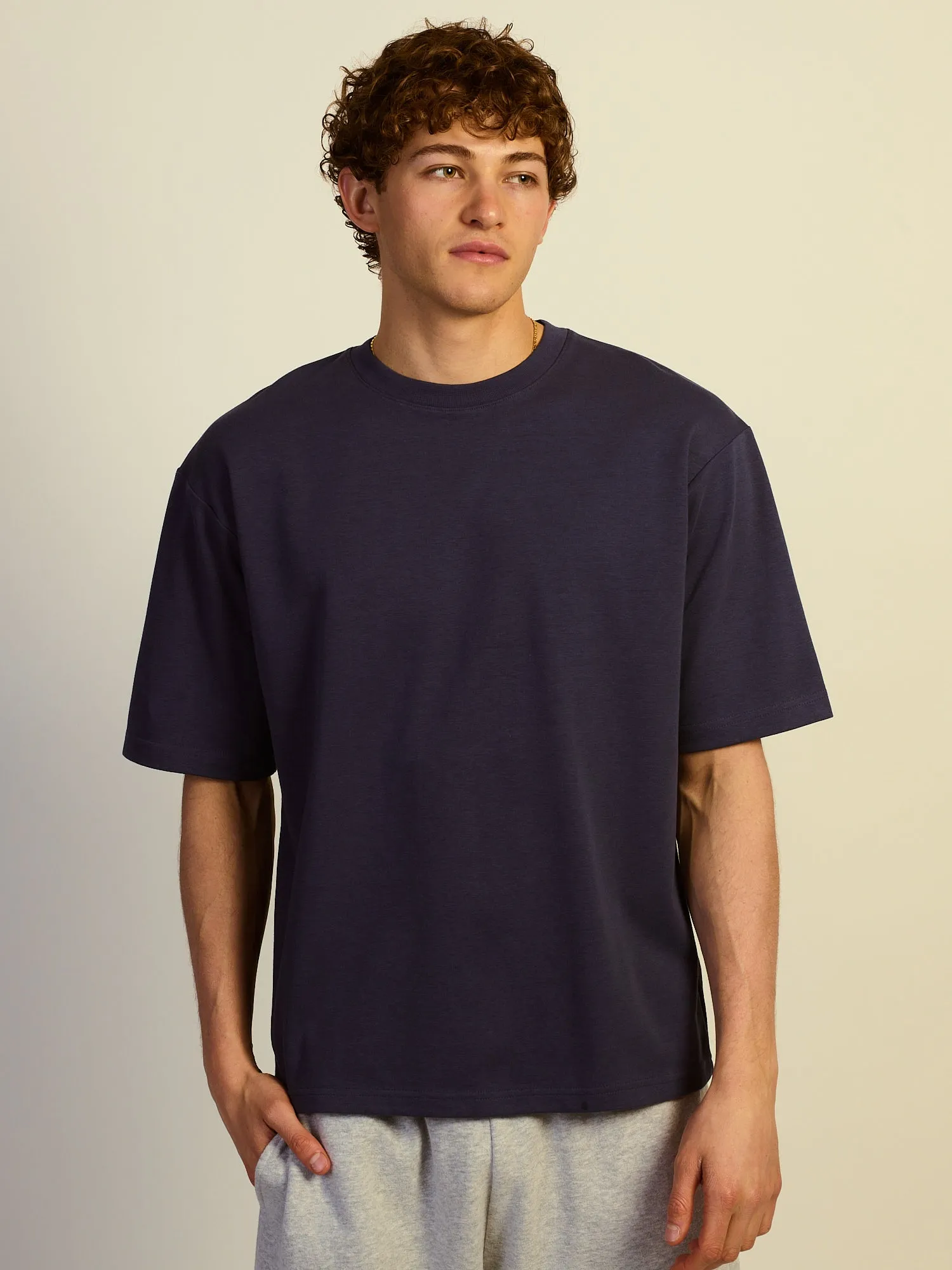 KOLBY BOXY FIT TEE - CHARCOAL NAVY sold by Kolby