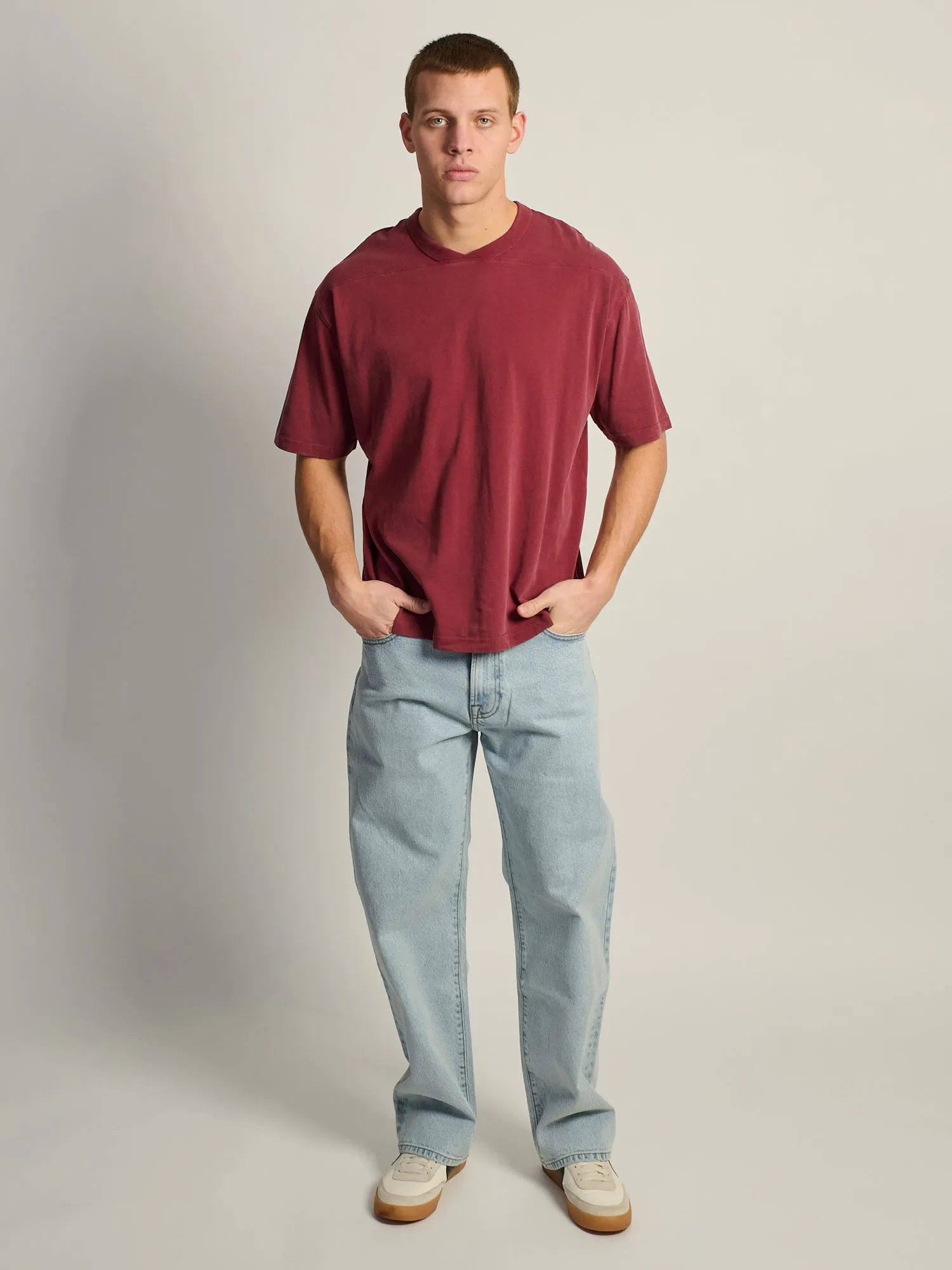 KOLBY LOOSE FIT FOOTBALL TEE - BURGUNDY sold by Kolby product image thumbnail 2