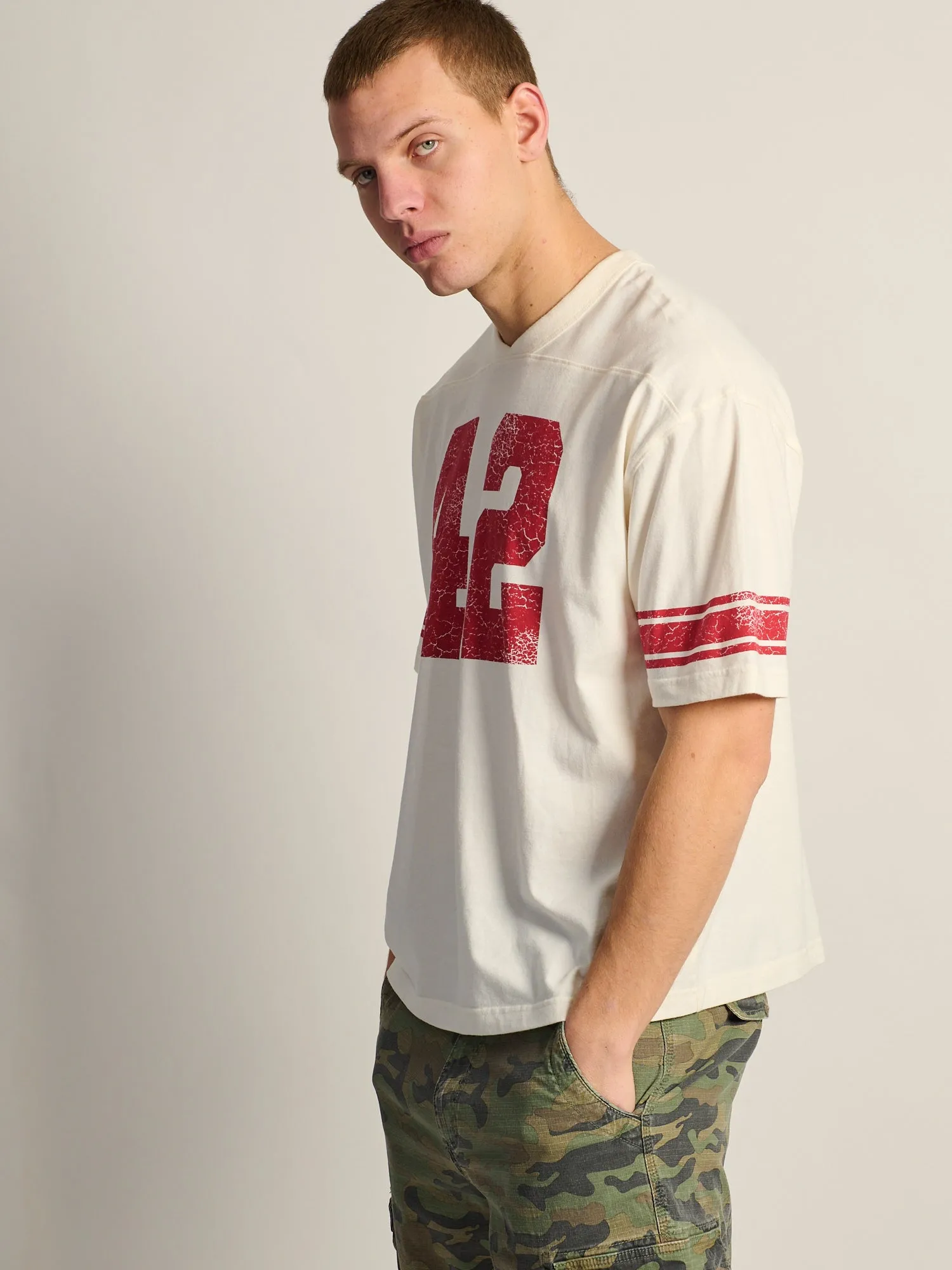 KOLBY LOOSE FIT FOOTBALL TEE - WHITE sold by Kolby product image thumbnail 3