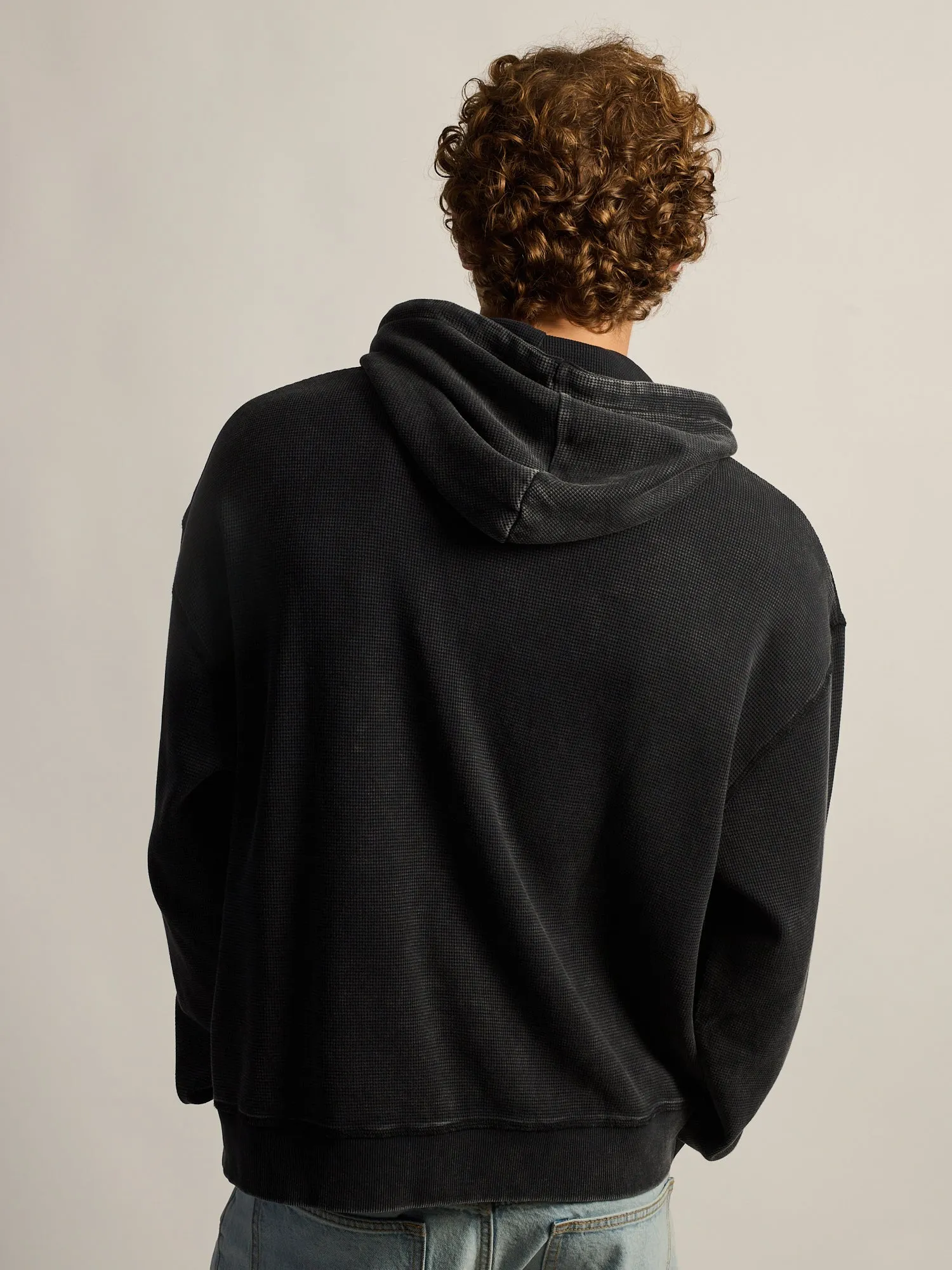 HEAVYWEIGHT WAFFLE HOODIE - BLACK sold by Kolby product image thumbnail 5