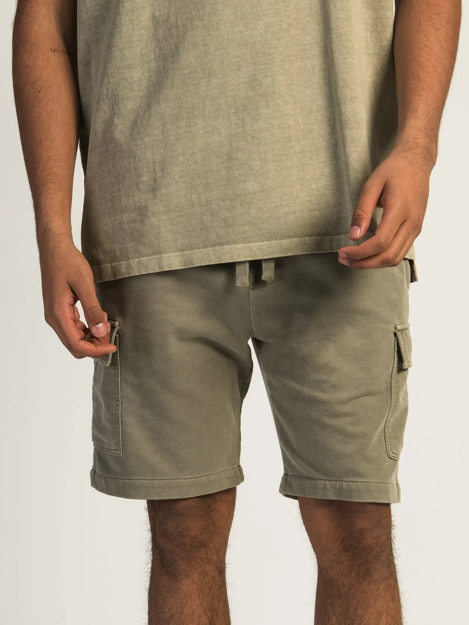 KOLBY GARMENT DYE FRENCH TERRY CARGO SHORT - SAGE sold by Kolby