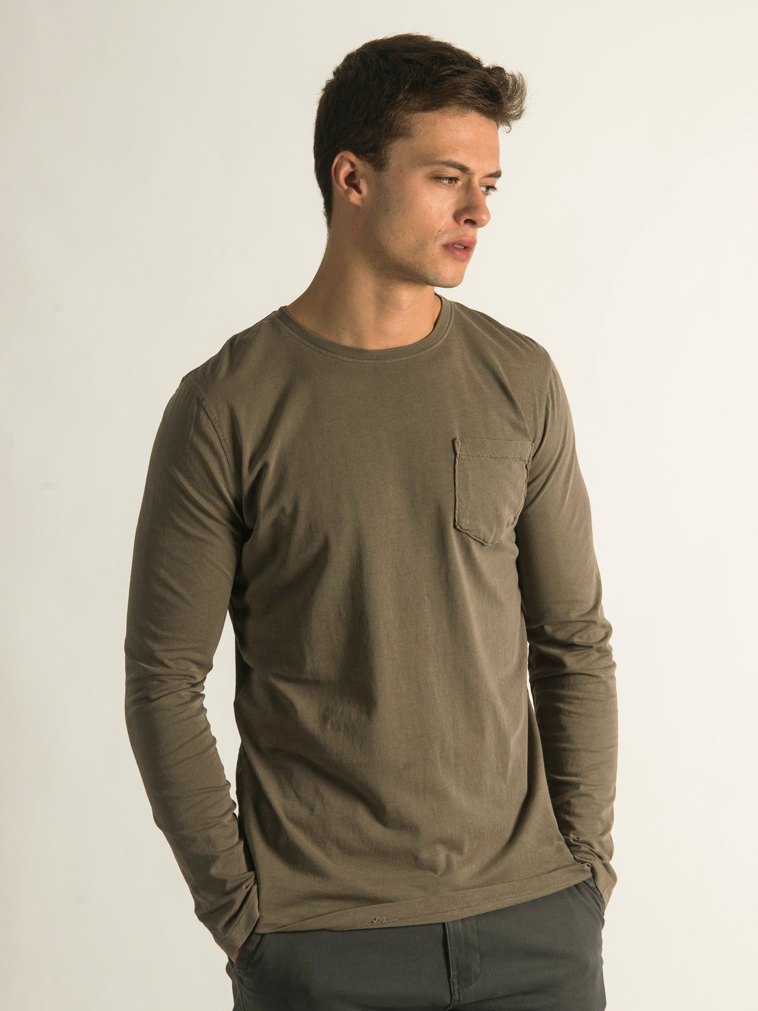 KOLBY GARMENT DYE LONG SLEEVE POCKET T-SHIRT sold by Kolby