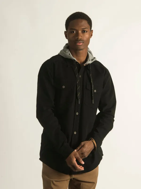 KOLBY COLLARED HOODIEED BUTTON UP sold by Kolby