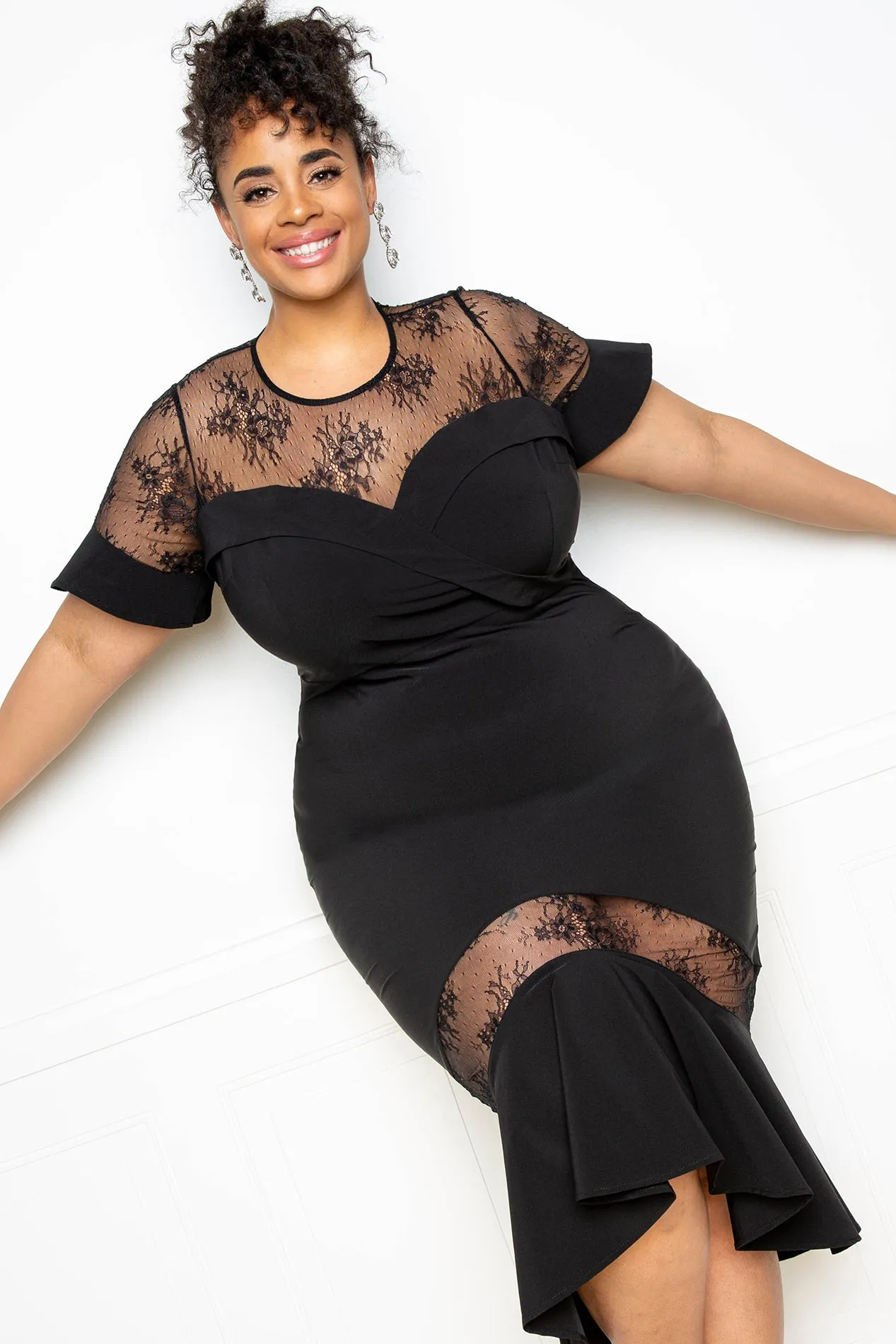 Mermaid Dress with Lace Insert sold by Buxom Couture product image thumbnail 2