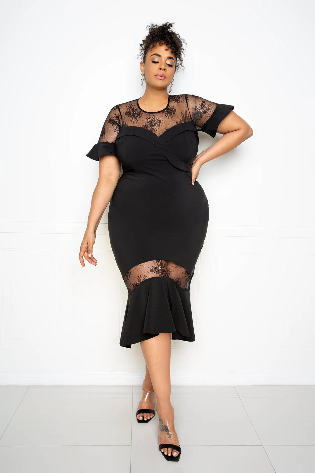 Mermaid Dress with Lace Insert sold by Buxom Couture product image thumbnail 3