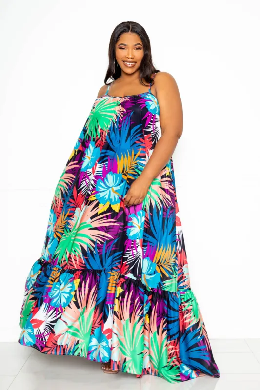 Tropical Voluminous Maxi Dress sold by Buxom Couture