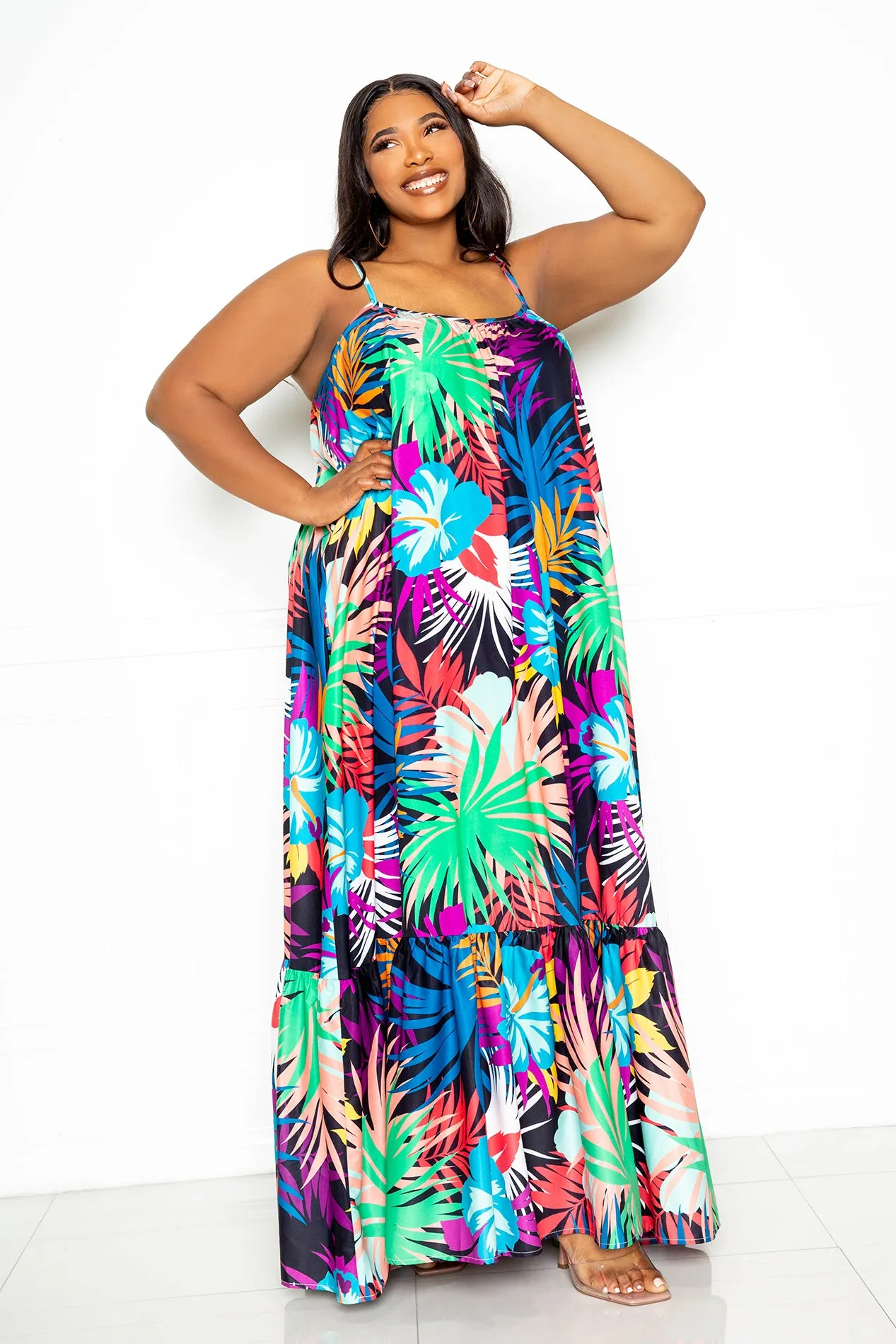 Tropical Voluminous Maxi Dress sold by Buxom Couture product image thumbnail 2