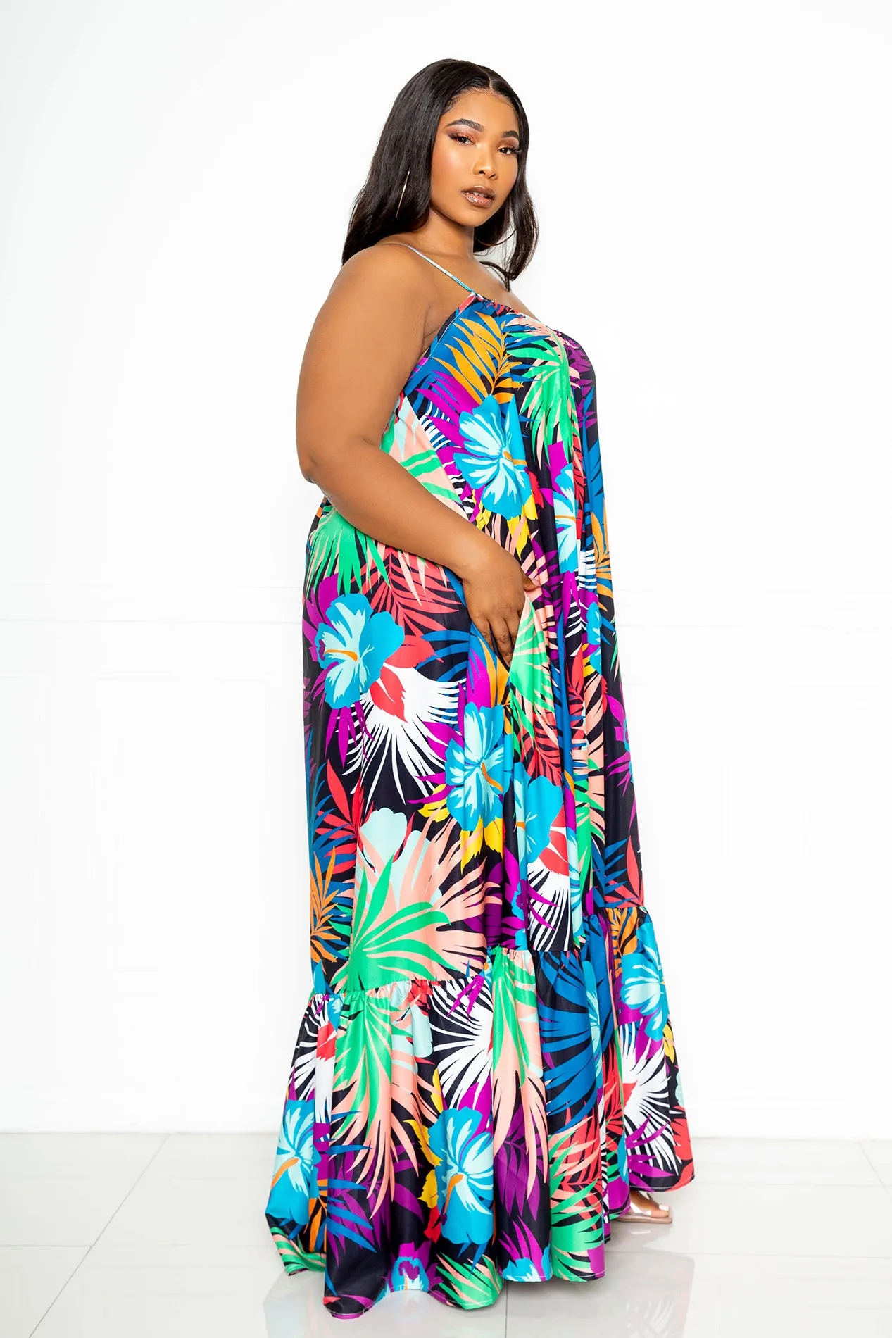 Tropical Voluminous Maxi Dress sold by Buxom Couture product image thumbnail 3