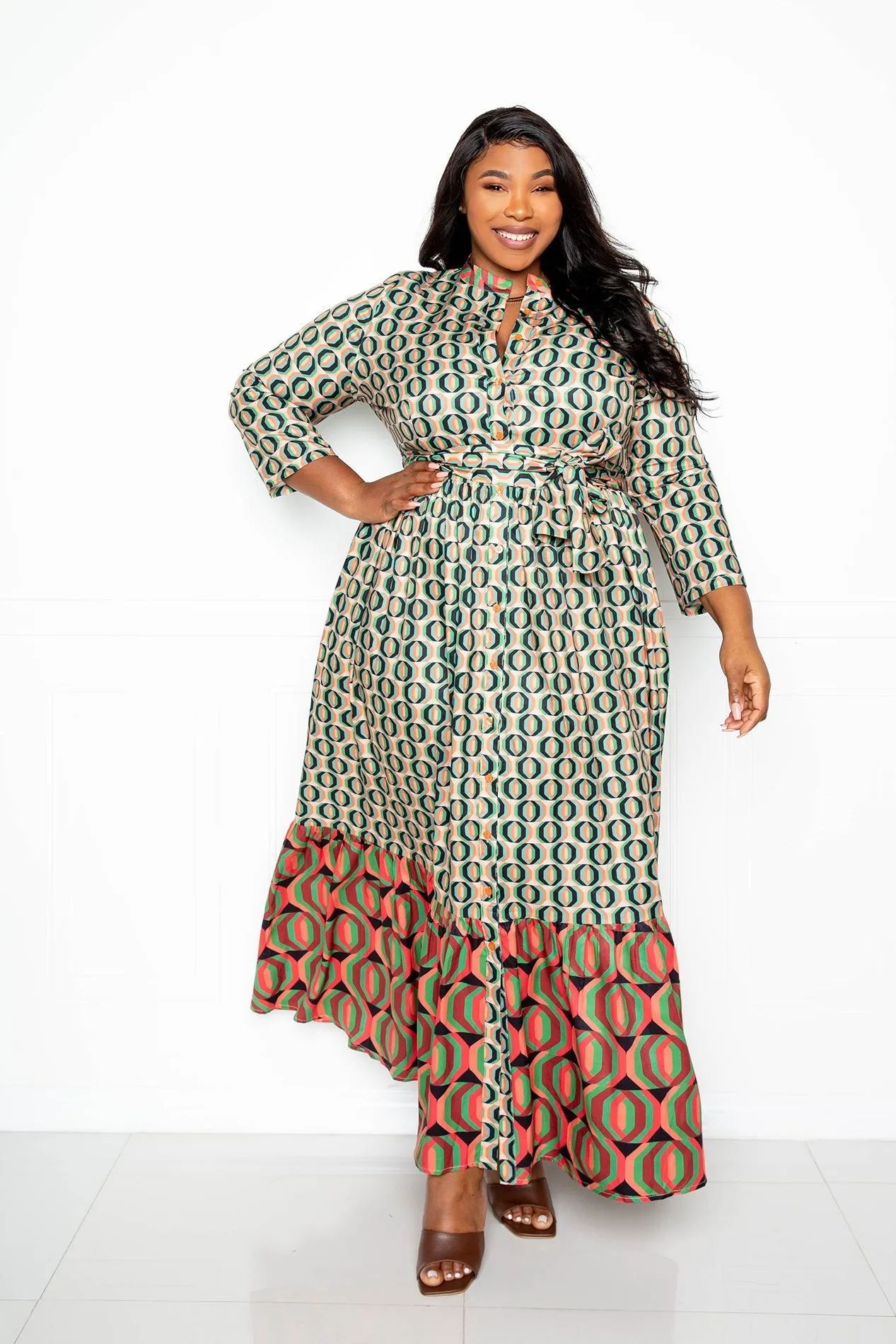 Contrast Print Maxi Shirt Dress sold by Buxom Couture product image thumbnail 2