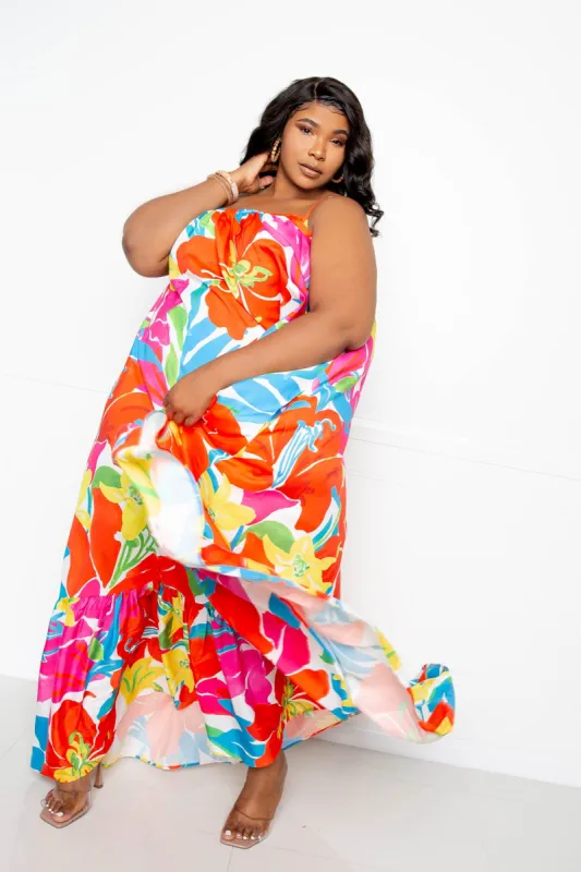 Floral Voluminous Maxi Dress sold by Buxom Couture