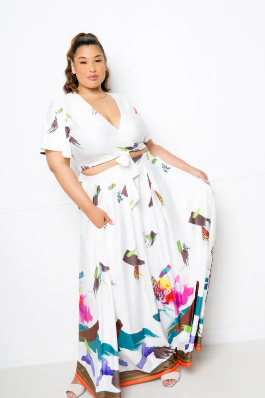 Tropical Cropped Top and Maxi Skirt Set sold by Buxom Couture