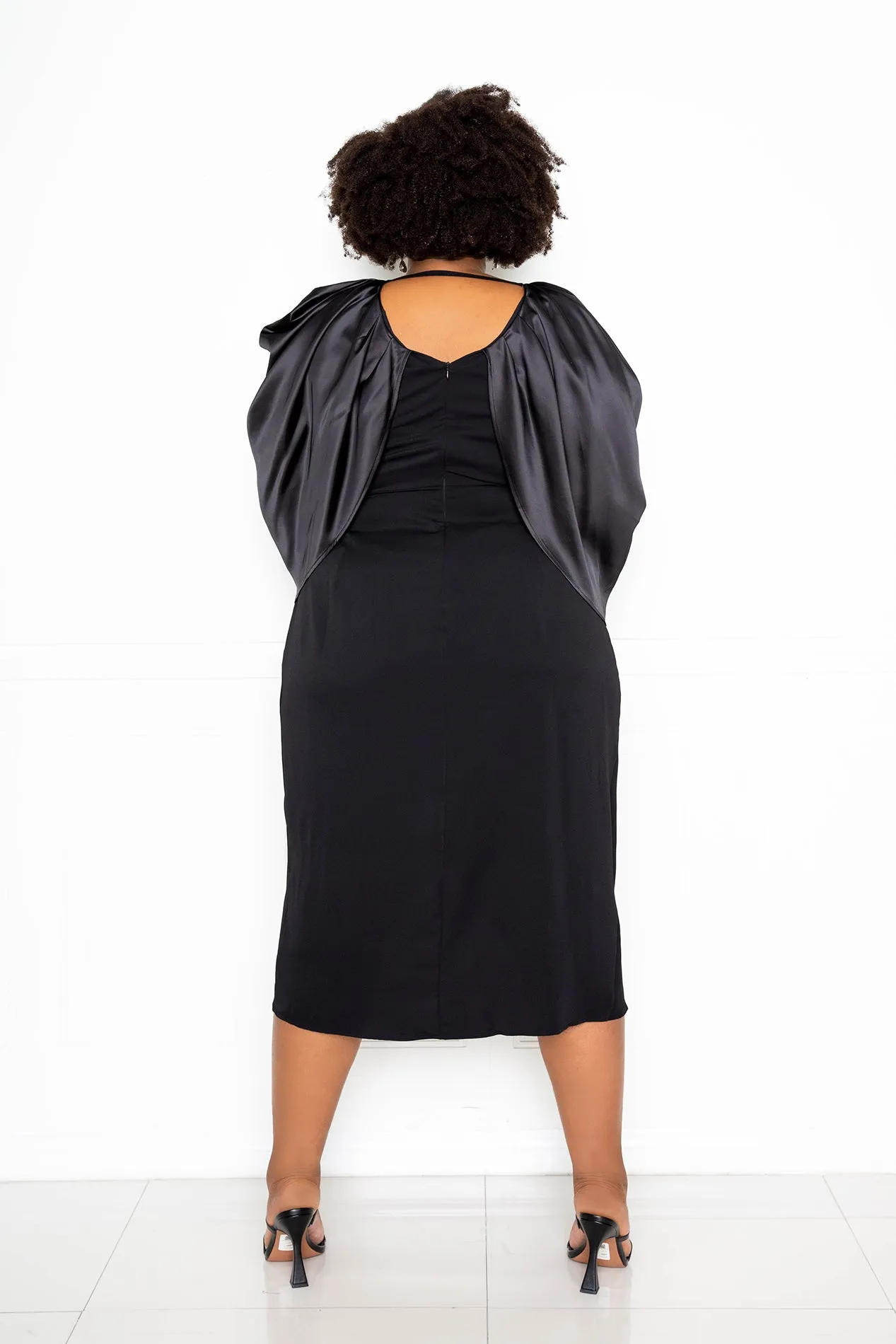 Satin Drape Sleeve Midi Dress sold by Buxom Couture product image thumbnail 5