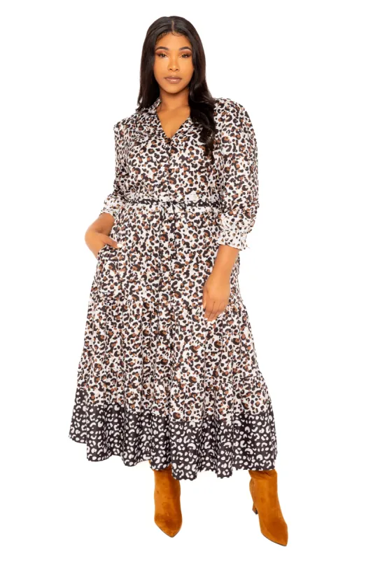 Contrast Animal Print Shirt Dress sold by Buxom Couture