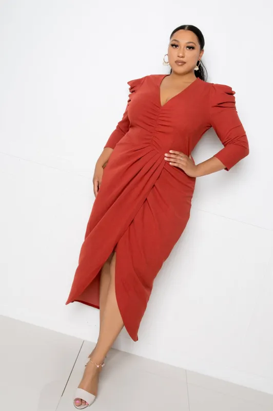 Wrapped Dress with Shoulder Accent sold by Buxom Couture