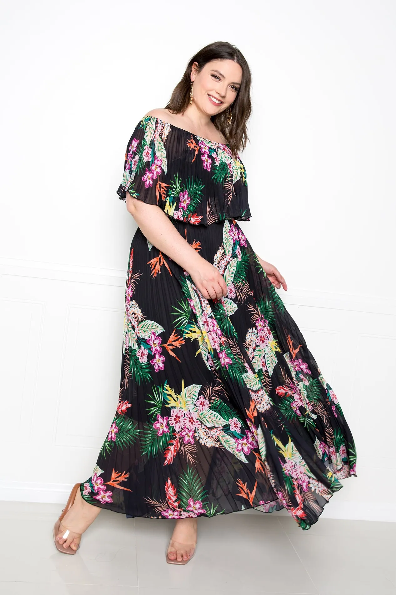 Off Shoulder Tropical Maxi Dress sold by Buxom Couture product image thumbnail 3