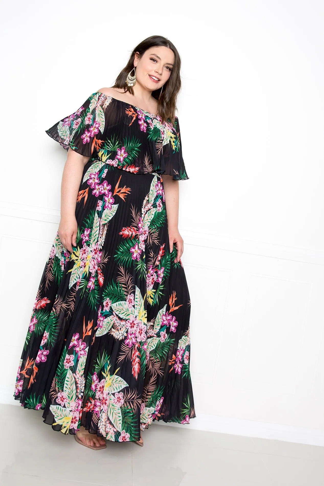 Off Shoulder Tropical Maxi Dress sold by Buxom Couture product image thumbnail 2