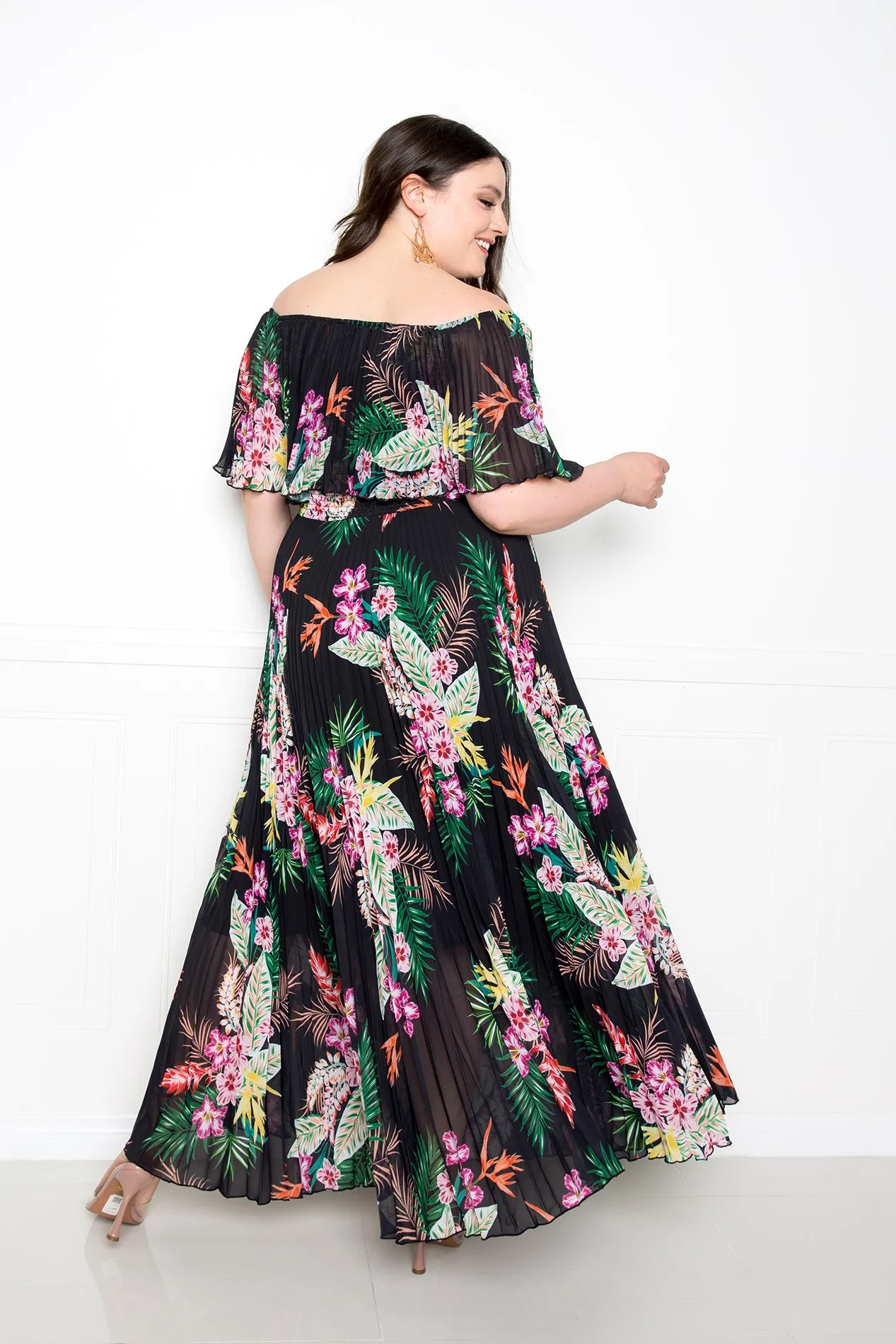 Off Shoulder Tropical Maxi Dress sold by Buxom Couture product image thumbnail 4