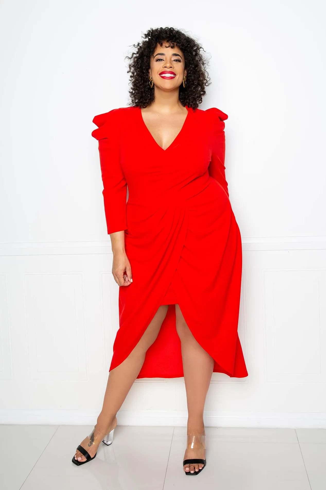 Wrapped Dress with Shoulder Accent sold by Buxom Couture product image thumbnail 3