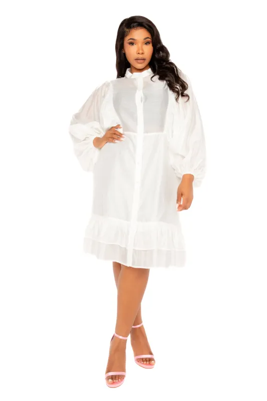 Silky Voluminous Shirt Dress sold by Buxom Couture