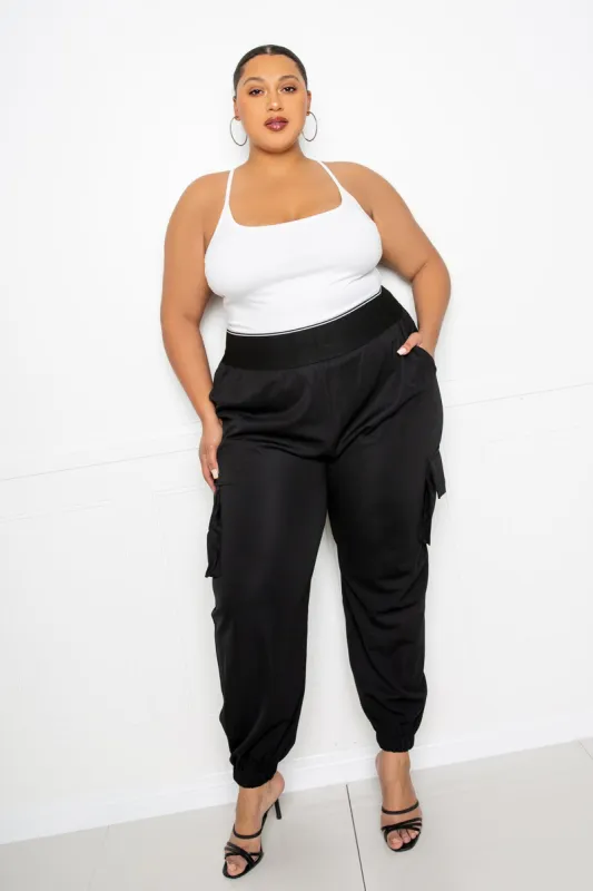 Jogger Pants with Waistband Accent sold by Buxom Couture