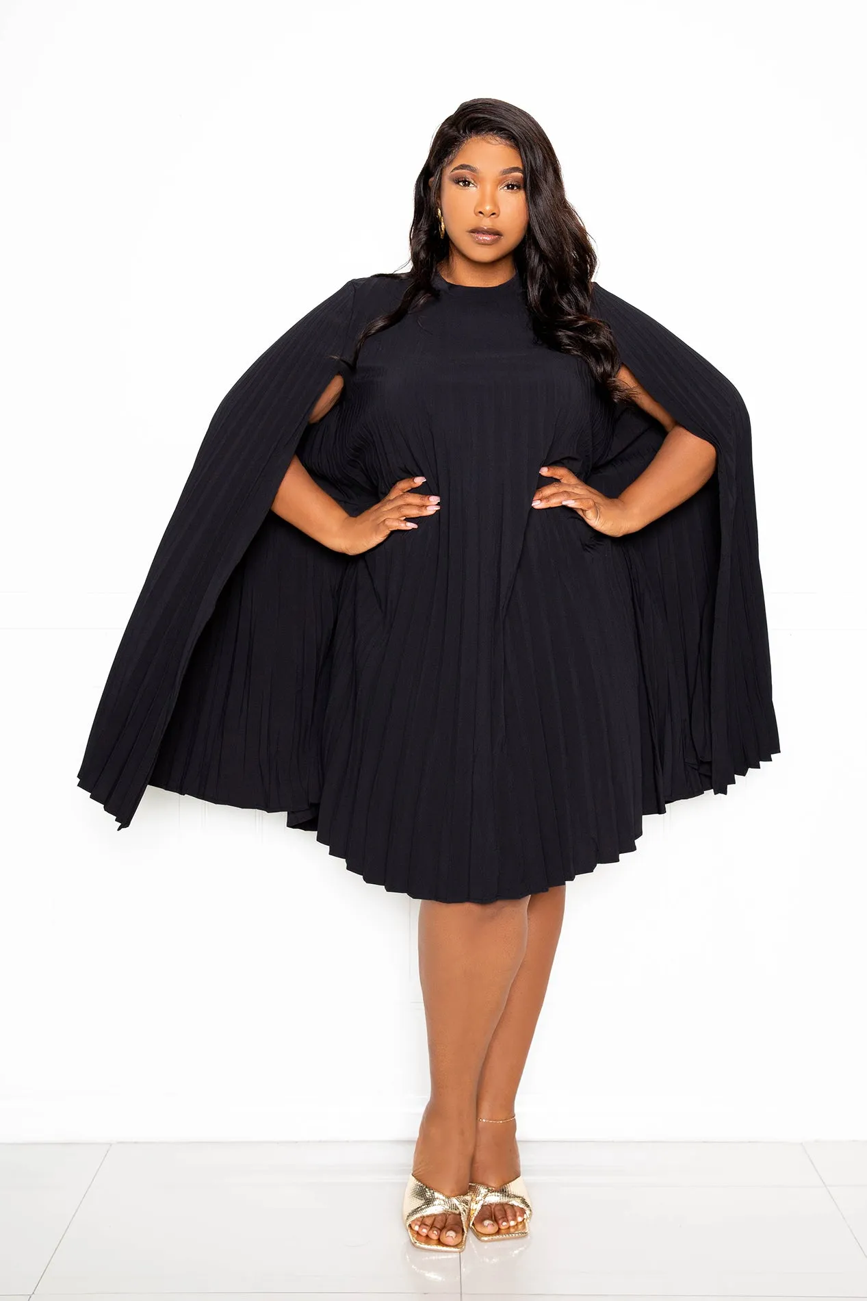 Pleated Cape Dress sold by Buxom Couture product image thumbnail 4