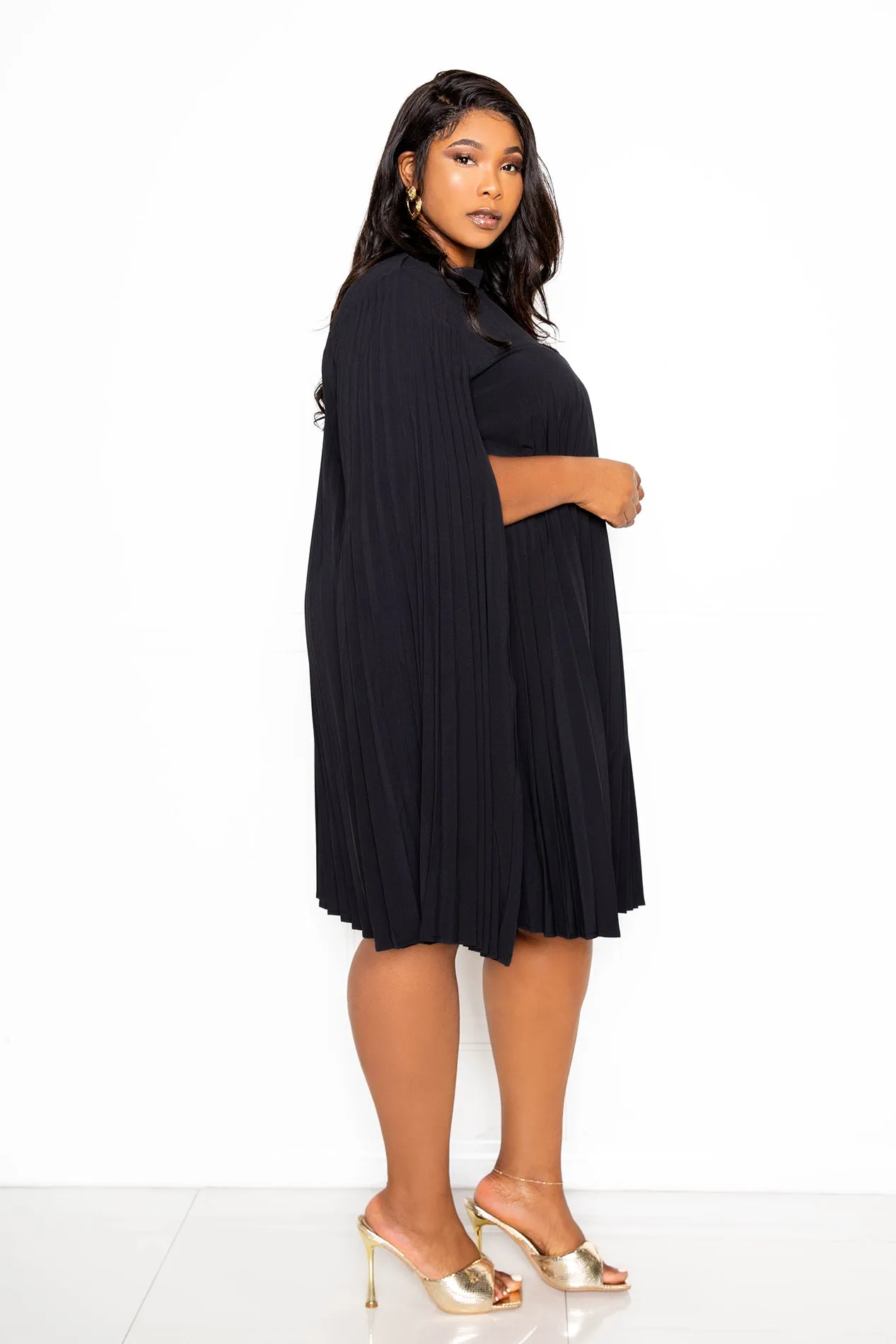Pleated Cape Dress sold by Buxom Couture product image thumbnail 3