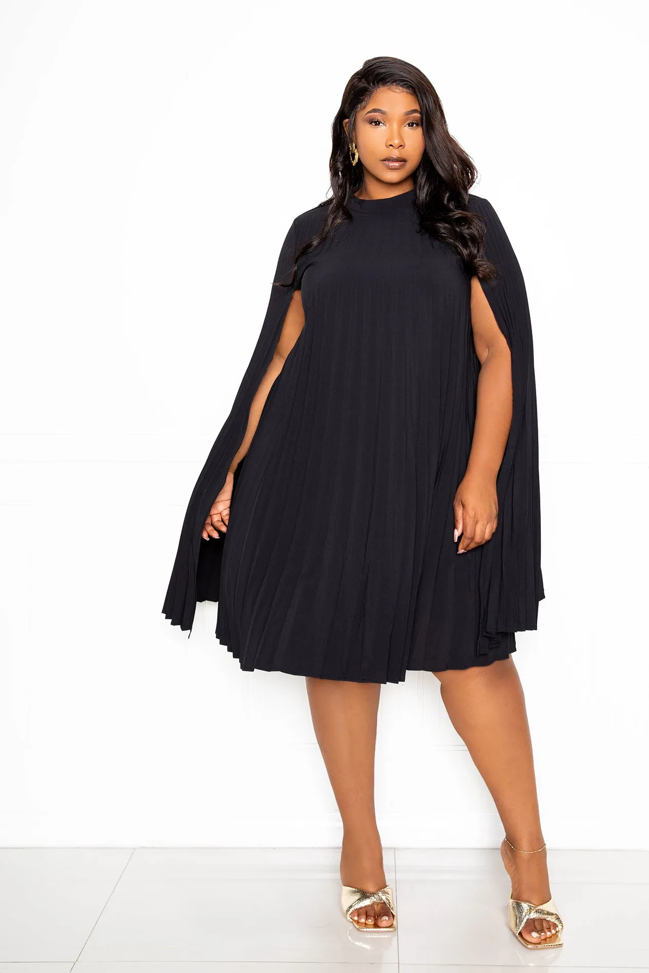 Pleated Cape Dress sold by Buxom Couture product image thumbnail 2