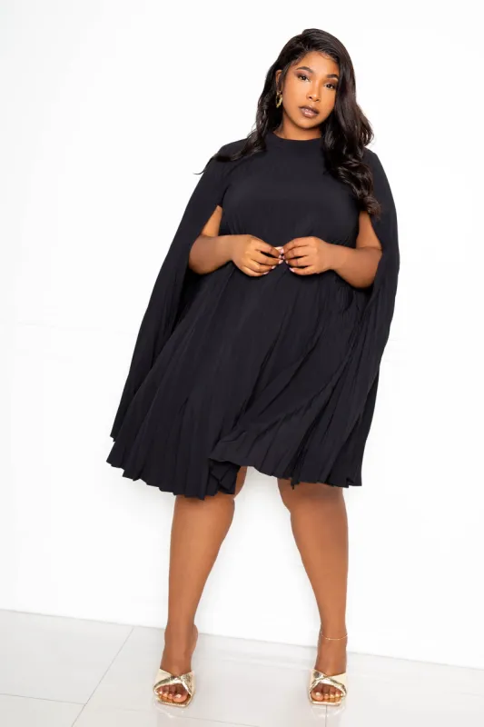 Pleated Cape Dress sold by Buxom Couture
