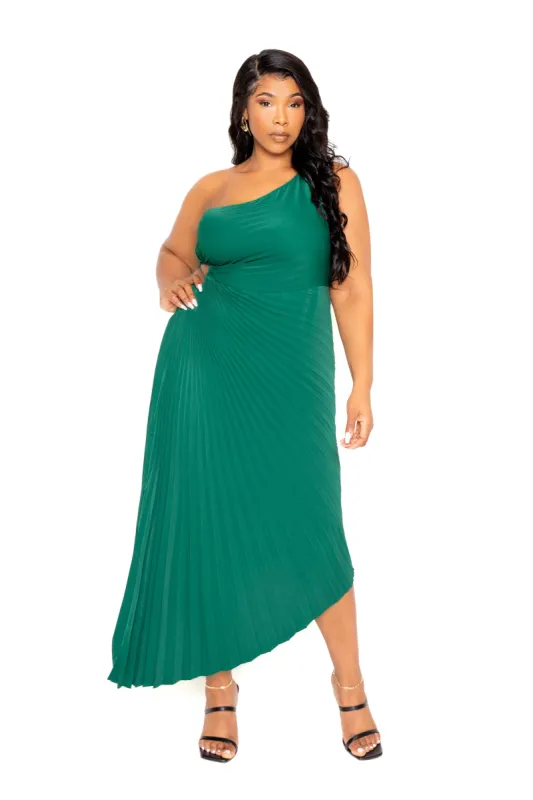 One Shoulder Pleated Dress with Cutout Detail sold by Buxom Couture
