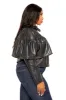 Faux Leather Cropped Ruffle Moto Jacket sold by Buxom Couture